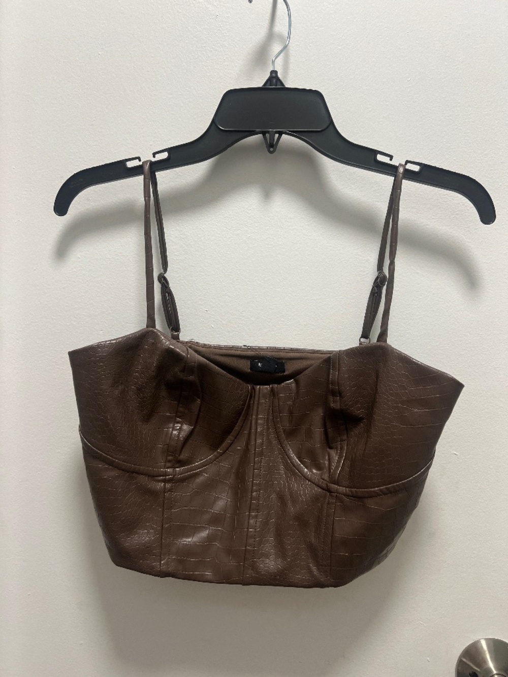 Express Brown Croc Faux Leather Bustier Camisole